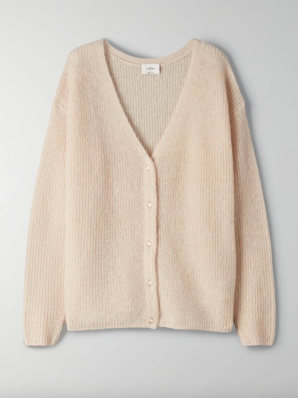 Aritzia • Wilfred Front to Back Reversible Mohair Alpaca Cardigan in Birch • M